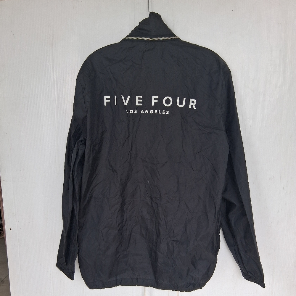 Five Four Los Angeles Men's Packable Windbreaker Jacket Size M Black Hidden Hood